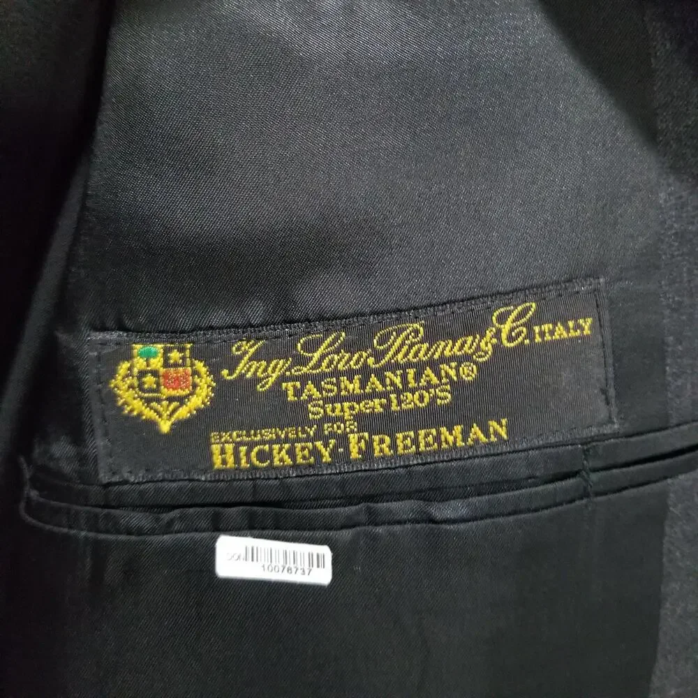 Hickey Freeman Suit Jacket Mens 46 Long Loro Piana Super 120s Wool USA Union